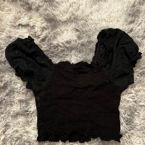 SHEIN Black Puff Sleeve Blouse